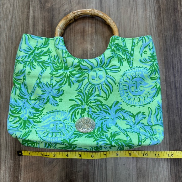 Lilly Pulitzer Bamboo Tote Handbag Cool Mint, Catching Rays Pattern, NEW no tags - Picture 11 of 15